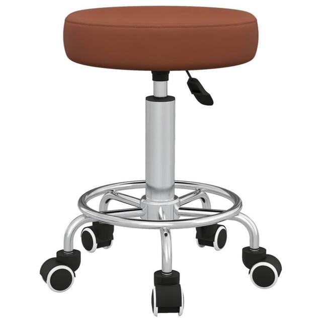 Havendro Round PU leather Salon Beautician Stool Adjustable Height, Brown - image 1
