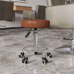 Havendro Round PU leather Salon Beautician Stool Adjustable Height, Brown - thumbnail 3