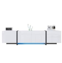 STILVORA Black & White TV Cabinet with 3 Doors & Drawer - thumbnail 5