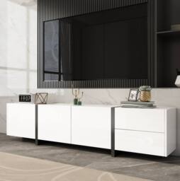 STILVORA Black & White TV Cabinet with 3 Doors & Drawer - thumbnail 6