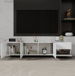 STILVORA Black & White TV Cabinet with 3 Doors & Drawer - thumbnail 7