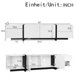STILVORA Black & White TV Cabinet with 3 Doors & Drawer - thumbnail 4
