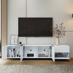 STILVORA Black & White TV Cabinet with 3 Doors & Drawer - thumbnail 2