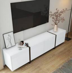 STILVORA Black & White TV Cabinet with 3 Doors & Drawer - thumbnail 3