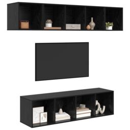 Berkfield Home Wall-mounted with Storage 4 pcs Black oak 37 x 37 x 142.5 cm Engineered wood - thumbnail 3
