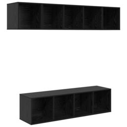 Berkfield Home Wall-mounted with Storage 4 pcs Black oak 37 x 37 x 142.5 cm Engineered wood - thumbnail 2