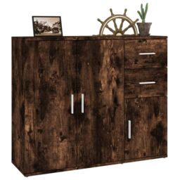 Berkfield Home Sideboard Smoked Oak 91x29.5x75 cm Engineered Wood in Brown - thumbnail 5