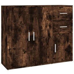 Berkfield Home Sideboard Smoked Oak 91x29.5x75 cm Engineered Wood in Brown - thumbnail 2