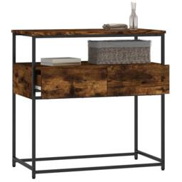 Berkfield Home Decorative Console Table Smoked Oak 75x40x75 cm Engineered Wood in Brown - Size: 75 x 40 x 75 cm - thumbnail 4