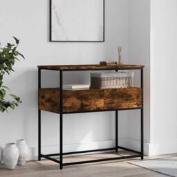 Berkfield Home Decorative Console Table Smoked Oak 75x40x75 cm Engineered Wood in Brown - Size: 75 x 40 x 75 cm - thumbnail 2