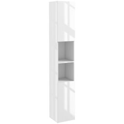 Kleankin Bathroom Floor Cabinet High Gloss Storage Cupboard with Doors in White - thumbnail 2