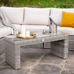 Primrose Living Luxury Rattan 7 Seater Modular Garden Furniture Sofa Set with Coffee Table & Footstools in Stone in Grey - thumbnail 2