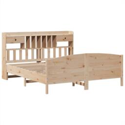 Berkfield Home Bookcase Bed without Mattress 180x200 cm Super King Solid Wood Pine in Light Tan - thumbnail 3