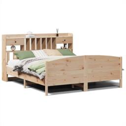 Berkfield Home Bookcase Bed without Mattress 180x200 cm Super King Solid Wood Pine in Light Tan - thumbnail 2