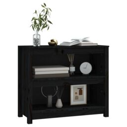 Berkfield Home Book Cabinet Black 80x35x68 cm Solid Wood Pine - Size: 80 x 35 x 68 cm - thumbnail 4