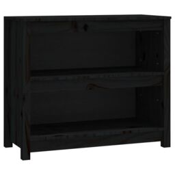 Berkfield Home Book Cabinet Black 80x35x68 cm Solid Wood Pine - Size: 80 x 35 x 68 cm - thumbnail 2