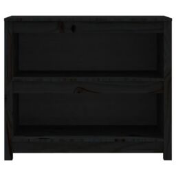 Berkfield Home Book Cabinet Black 80x35x68 cm Solid Wood Pine - Size: 80 x 35 x 68 cm - thumbnail 5