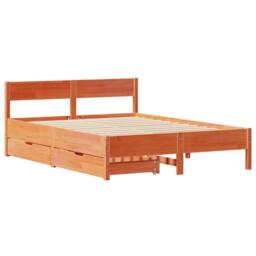 Berkfield Home Bed Frame without Mattress Wax Brown 150x200 cm King Size Solid Wood Pine - thumbnail 3