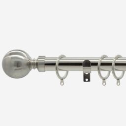 New Edge Blinds Stainless Steel 28mm Ball Fixed Length Metal Curtain Pole in Light Grey - Size: 160 cm - thumbnail 1