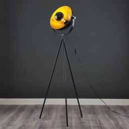 ValueLights Morpho Retro Photography Black Metallic Deep Dome Tripod Floor Lamp in Metallic Gold - thumbnail 3