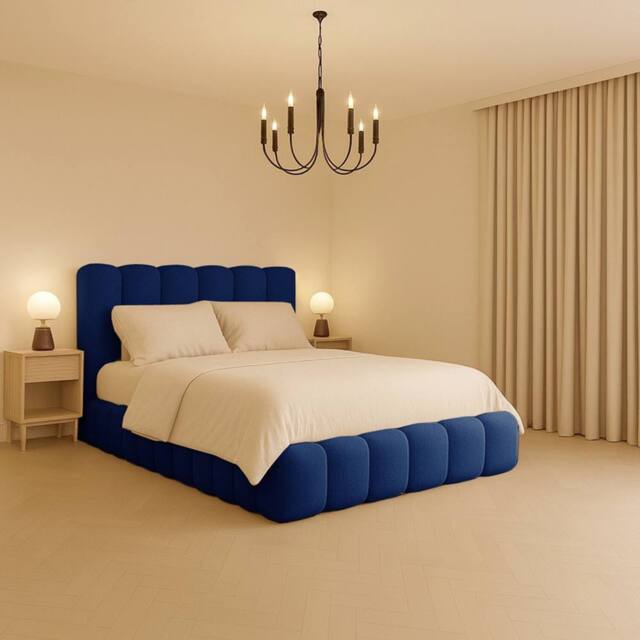 Desire Deco Plush Velvet Upholstered Alice Bed Frame Double King Super King in Blue - Size: Small Double - image 1