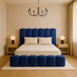 Desire Deco Plush Velvet Upholstered Alice Bed Frame Double King Super King in Blue - Size: Small Double - thumbnail 2