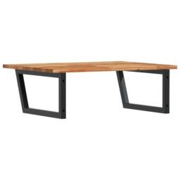 Berkfield Home Elegant Basin Shelf Wall Mounted Steel & Solid Wood Acacia in Brown - thumbnail 6