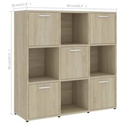 Berkfield Home Book Cabinet Sonoma Oak 90x30x90 cm Engineered Wood in Brown - Size: 90 x 30 x 90 cm - thumbnail 8