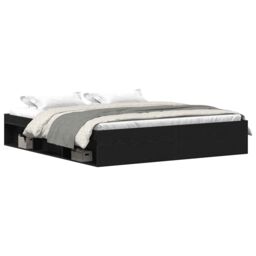 Berkfield Home Bed Frame without Mattress Black Oak 200x200 cm Engineered Wood in Brown - thumbnail 2