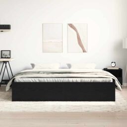 Berkfield Home Bed Frame without Mattress Black Oak 200x200 cm Engineered Wood in Brown - thumbnail 3