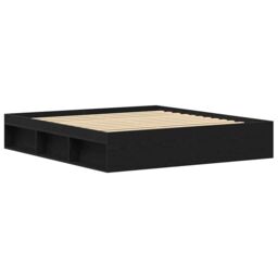 Berkfield Home Bed Frame without Mattress Black Oak 200x200 cm Engineered Wood in Brown - thumbnail 4