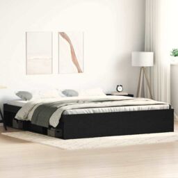 Berkfield Home Bed Frame without Mattress Black Oak 200x200 cm Engineered Wood in Brown - thumbnail 1