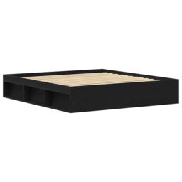 Berkfield Home Bed Frame without Mattress Black Oak 200x200 cm Engineered Wood in Brown - thumbnail 7