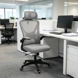Kelvenix Sliver Ergonomic Mesh Home Office Chair in Silver - Size: 0.6m2 - thumbnail 2