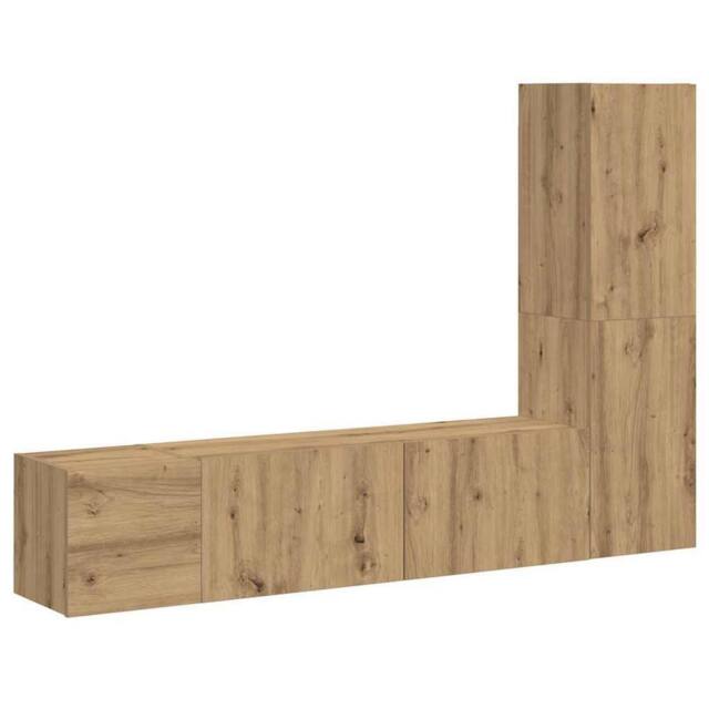 Berkfield Home Wall Mounted TV cabinets 3 pcs Artisan Oak Engineered Wood in Brown - image 1