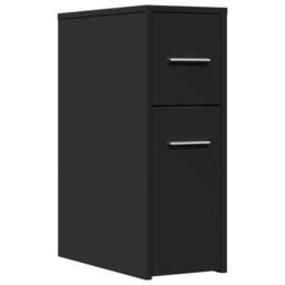 Berkfield Home Narrow Bathroom Cupboard with Wheels Black Engineered Wood - thumbnail 1