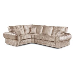 Furnishings For Less UK Chelsea Crushed Velvet Large 4 Seater Corner Sofa 1 Corner 2 Rolled Arms in Baby Pink - thumbnail 1