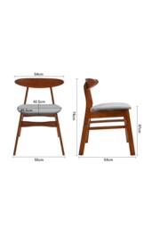 Living and Home 2 Pcs Wooden Frame Linen Dining Chair in Grey - thumbnail 2