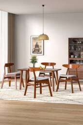 Living and Home 2 Pcs Wooden Frame Linen Dining Chair in Grey - thumbnail 4
