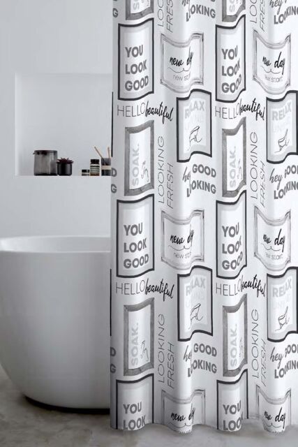 Catherine Lansfield 'Relax & Unwind' Shower Curtain in Grey - Size: 180 cm width x 180 cm drop - image 1