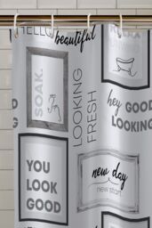 Catherine Lansfield 'Relax & Unwind' Shower Curtain in Grey - Size: 180 cm width x 180 cm drop - thumbnail 2
