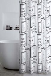 Catherine Lansfield 'Relax & Unwind' Shower Curtain in Grey - Size: 180 cm width x 180 cm drop - thumbnail 1