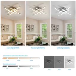 COMELY LED Ceiling Light, 28W Elegant Curved Design Ceiling Lights, 6500K in Silver - thumbnail 8