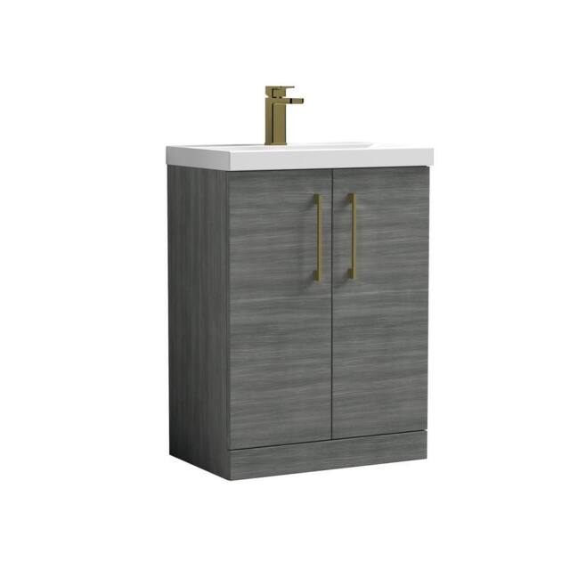 Balterley Bathroom Floor 2-Door Vanity Unit Basin, Anthracite, 600mm in Grey - image 1