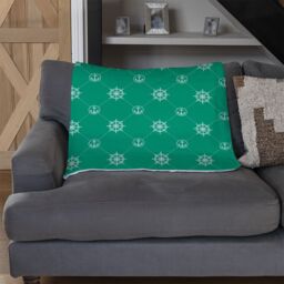 Benjamin Tate Design Nautical Elements On Green Blanket in Natural - Size: 120 cm x 150 cm - thumbnail 2