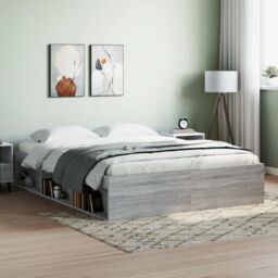 Berkfield Home Bed Frame Grey Sonoma 140x200 cm - thumbnail 1