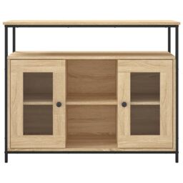 Berkfield Home Sideboard Sonoma Oak 100x35x80 cm Engineered Wood in Brown - Size: 100 x 35 x 80 cm - thumbnail 6