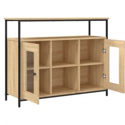 Berkfield Home Sideboard Sonoma Oak 100x35x80 cm Engineered Wood in Brown - Size: 100 x 35 x 80 cm - thumbnail 5