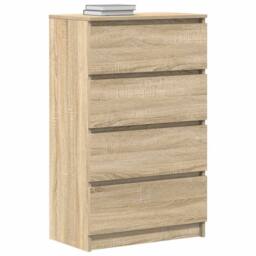 Berkfield Home Sideboard Sonoma Oak 60x35x98.5 cm Engineered Wood in Light Tan - thumbnail 4