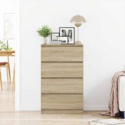 Berkfield Home Sideboard Sonoma Oak 60x35x98.5 cm Engineered Wood in Light Tan - thumbnail 3